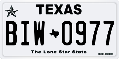 TX license plate BIW0977