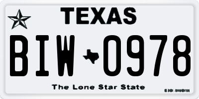 TX license plate BIW0978