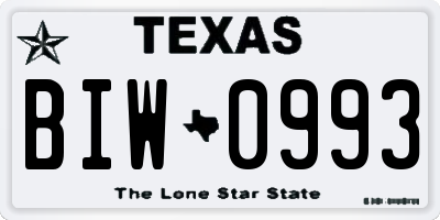 TX license plate BIW0993