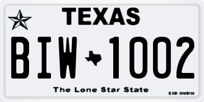 TX license plate BIW1002