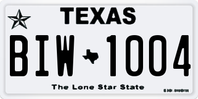 TX license plate BIW1004