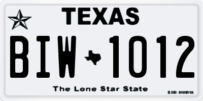 TX license plate BIW1012
