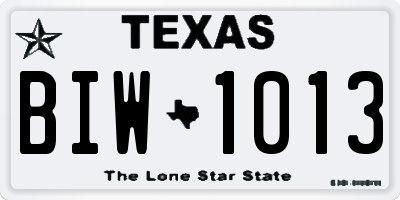TX license plate BIW1013