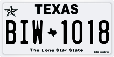 TX license plate BIW1018