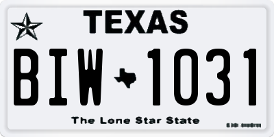 TX license plate BIW1031