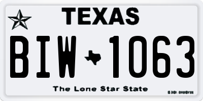 TX license plate BIW1063