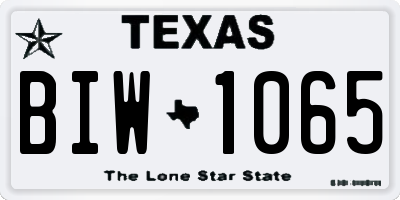 TX license plate BIW1065