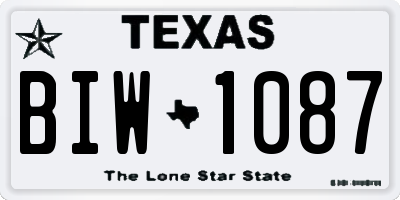TX license plate BIW1087