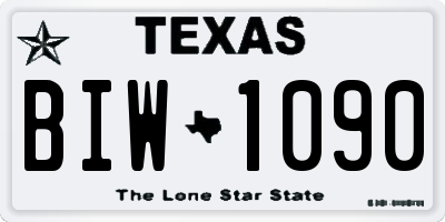 TX license plate BIW1090