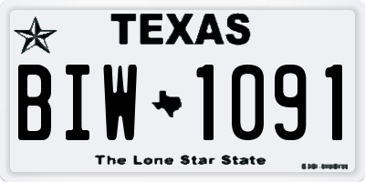 TX license plate BIW1091