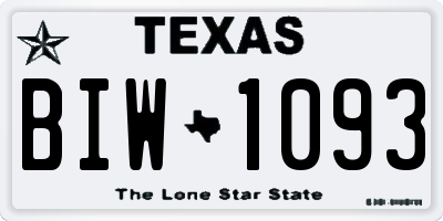 TX license plate BIW1093