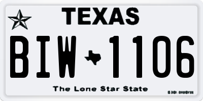 TX license plate BIW1106