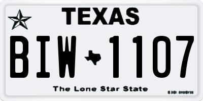 TX license plate BIW1107