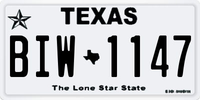 TX license plate BIW1147