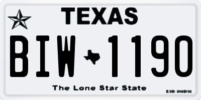TX license plate BIW1190