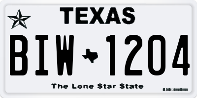 TX license plate BIW1204