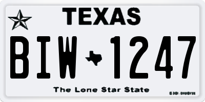 TX license plate BIW1247