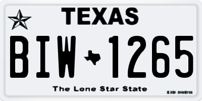 TX license plate BIW1265