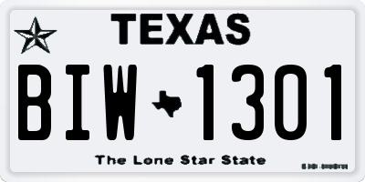 TX license plate BIW1301