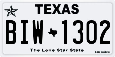 TX license plate BIW1302