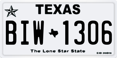TX license plate BIW1306