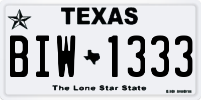 TX license plate BIW1333