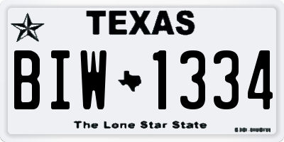 TX license plate BIW1334