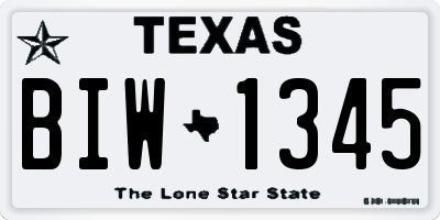 TX license plate BIW1345