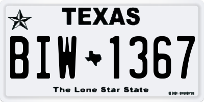 TX license plate BIW1367