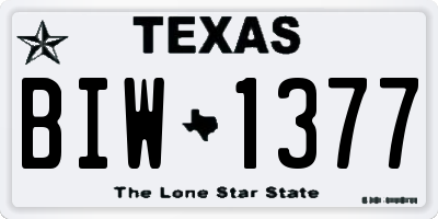 TX license plate BIW1377