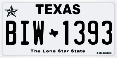 TX license plate BIW1393