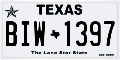 TX license plate BIW1397