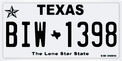 TX license plate BIW1398