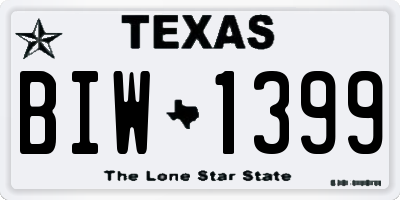TX license plate BIW1399
