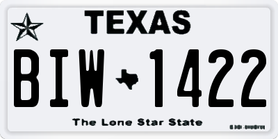 TX license plate BIW1422