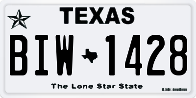 TX license plate BIW1428