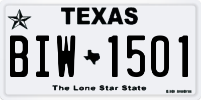 TX license plate BIW1501