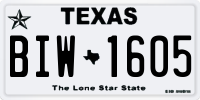 TX license plate BIW1605