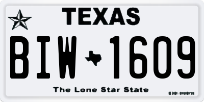 TX license plate BIW1609