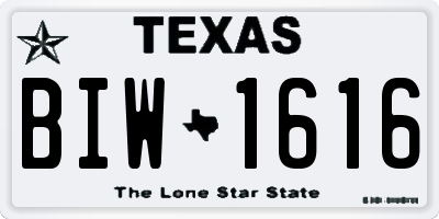 TX license plate BIW1616