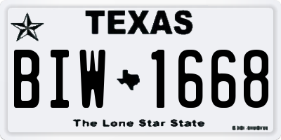 TX license plate BIW1668