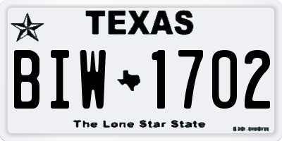 TX license plate BIW1702