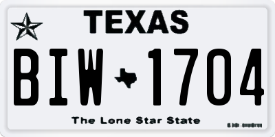 TX license plate BIW1704