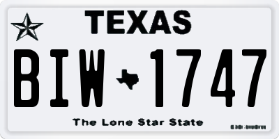 TX license plate BIW1747