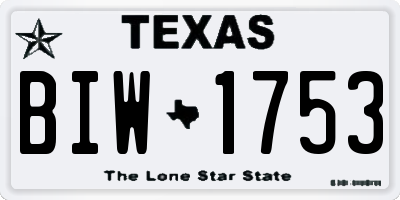 TX license plate BIW1753