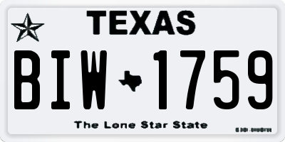 TX license plate BIW1759