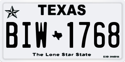 TX license plate BIW1768