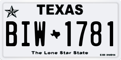 TX license plate BIW1781