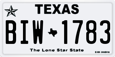 TX license plate BIW1783