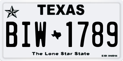 TX license plate BIW1789